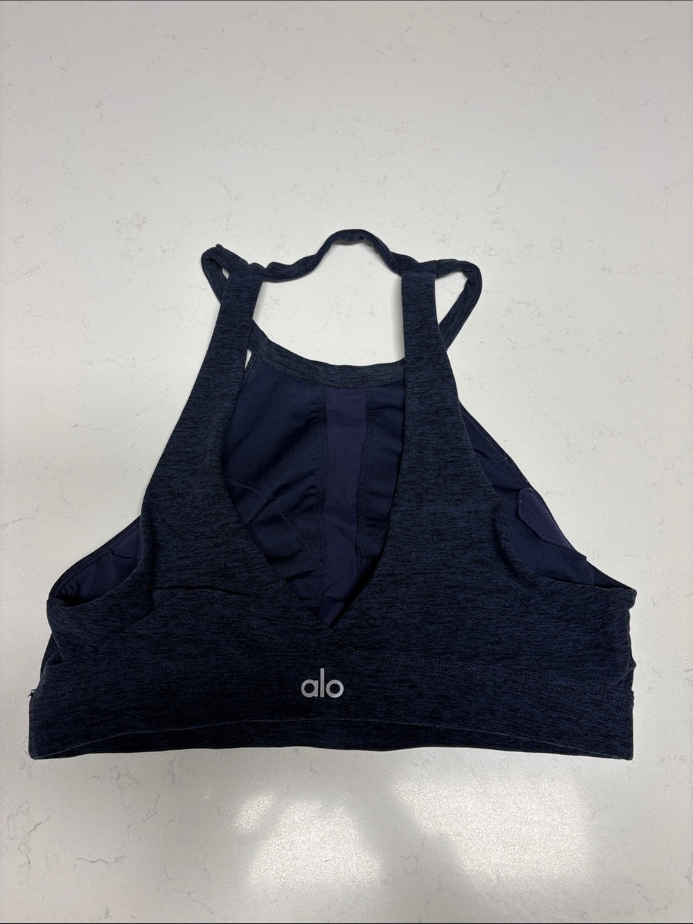 ALO Yoga Navy & Deep Navy High-Neck Sports Bra